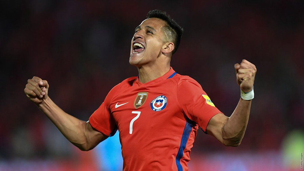 Alexis celebrates scoring for Chile