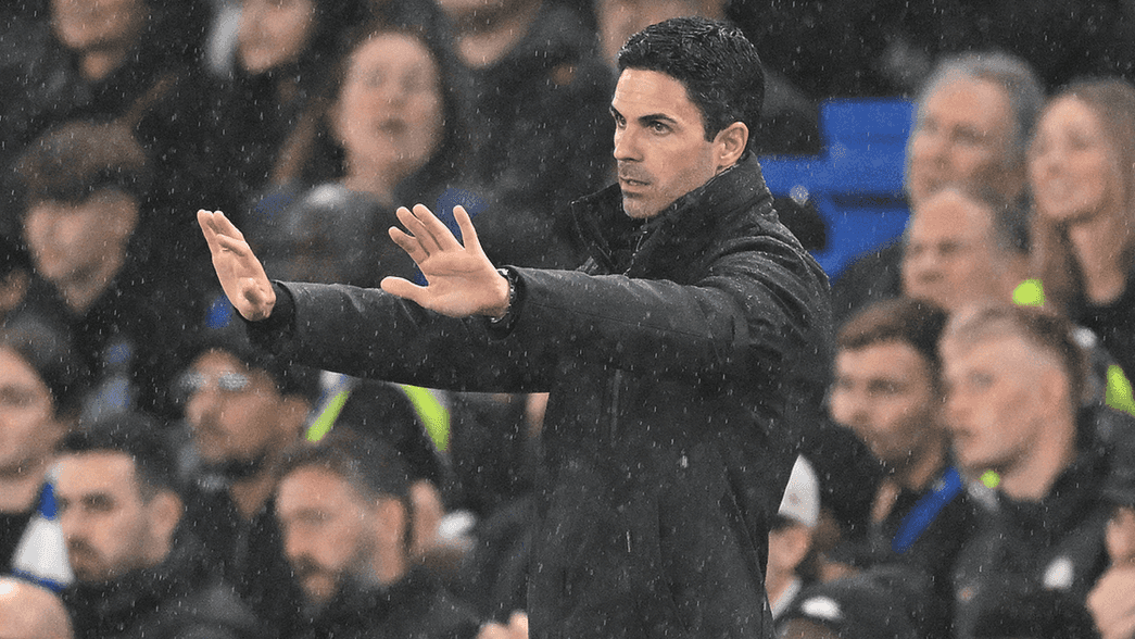 Mikel Arteta during the game against Chelsea