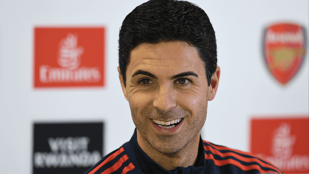 Mikel Arteta during a press conference