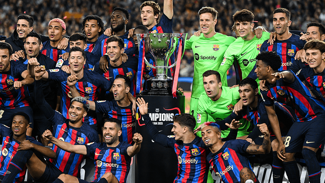 Barcelona celebrate winning La Liga in 2022/23