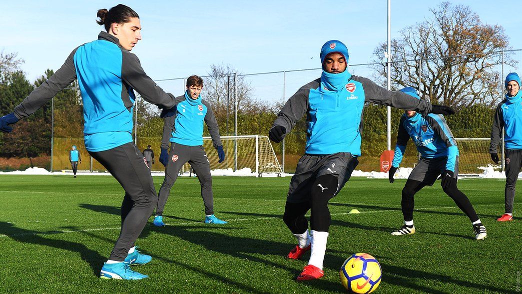 Arsenal train ahead of the West Ham game