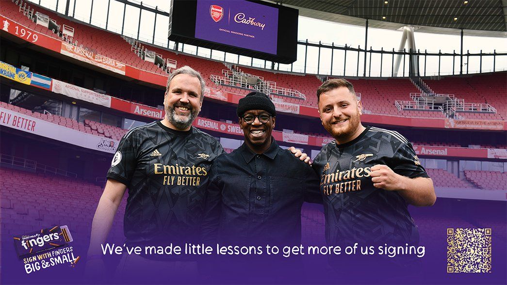 Ian Wright at Emirates Stadium with Arsenal supporters