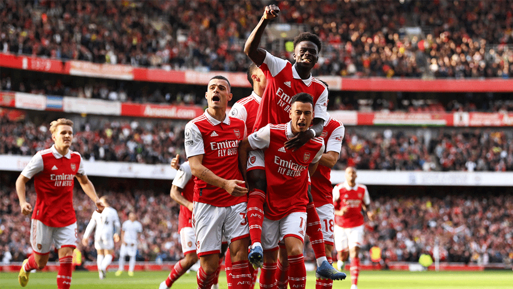 Arsenal celebrate against Liverpool