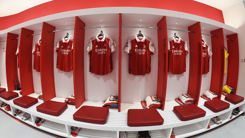 The Arsenal changing room ahead of the game against Manchester City