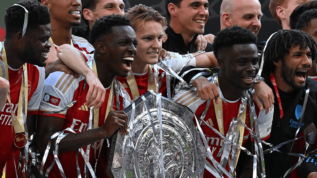 Arsenal celebrate winning the 2023 Community Shield