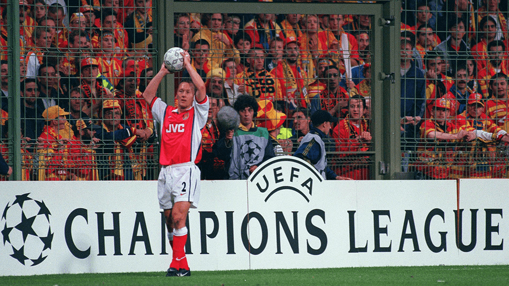 Lee Dixon playing in the Champions League in 1998