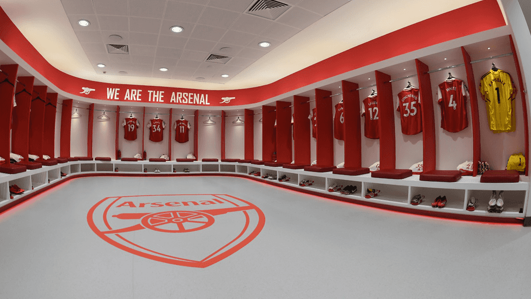 The Arsenal changing room ahead of the game against Everton