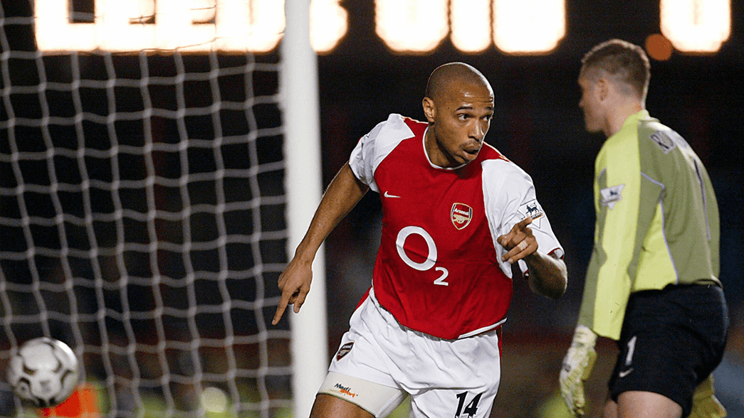 Thierry Henry scores against Leeds United in 2004