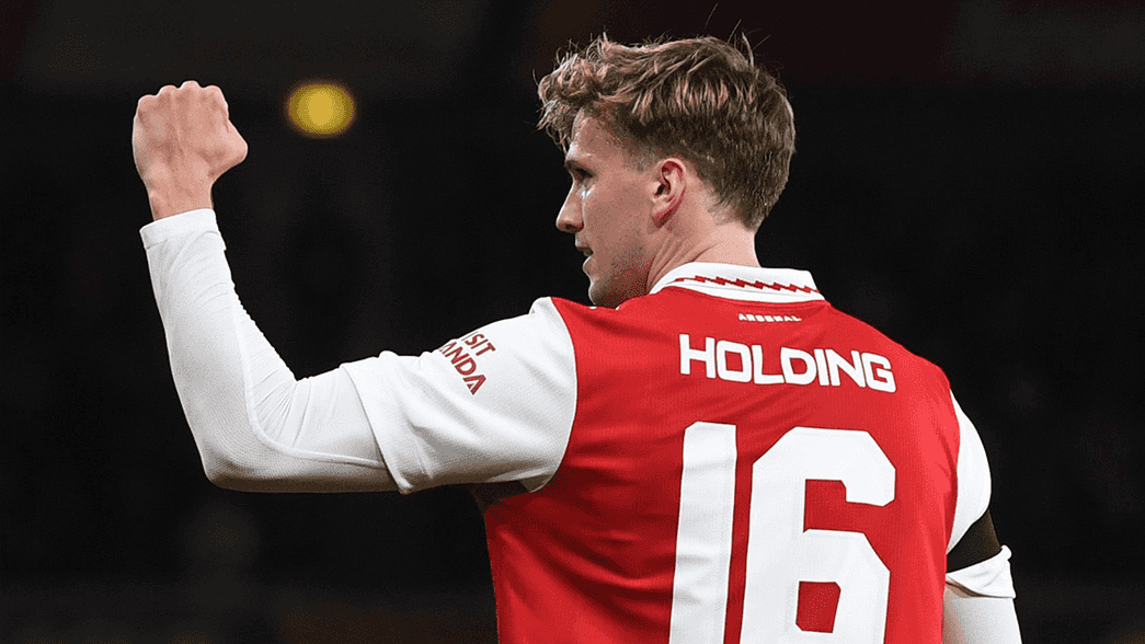 Rob Holding raises his fist after scoring against Bodo/Glimt