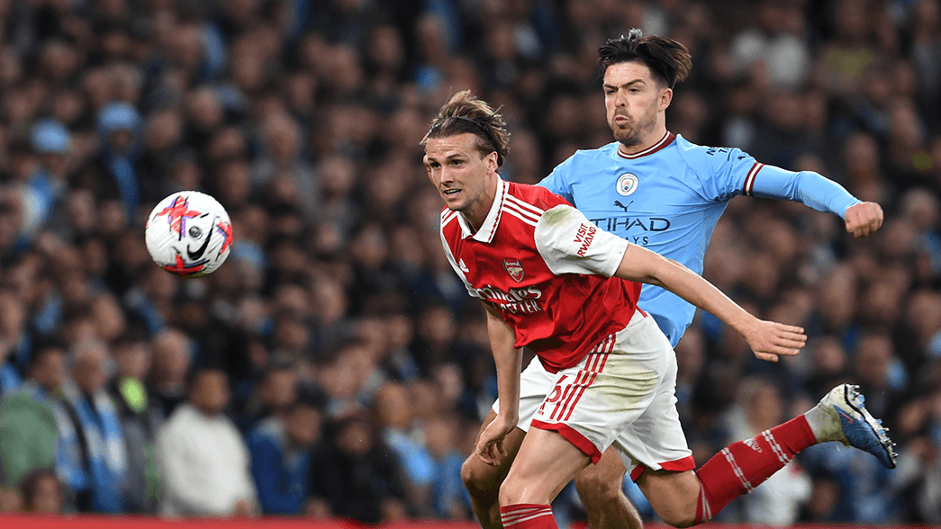 Rob Holding in action against Manchester City
