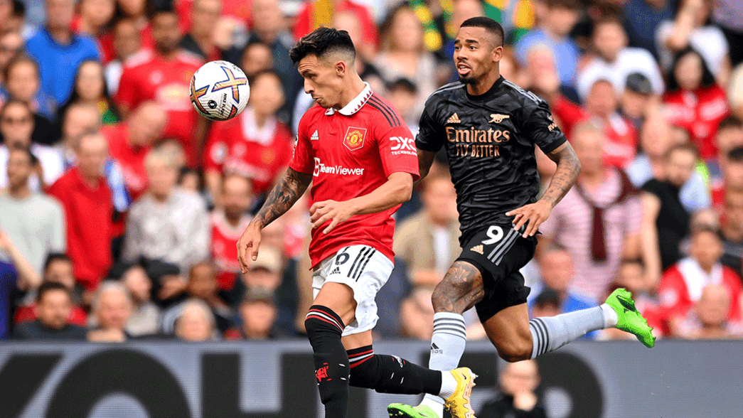 Gabriel Jesus in action against Manchester United