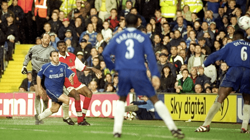 Nwankwo Kanu scores against Chelsea in 1999