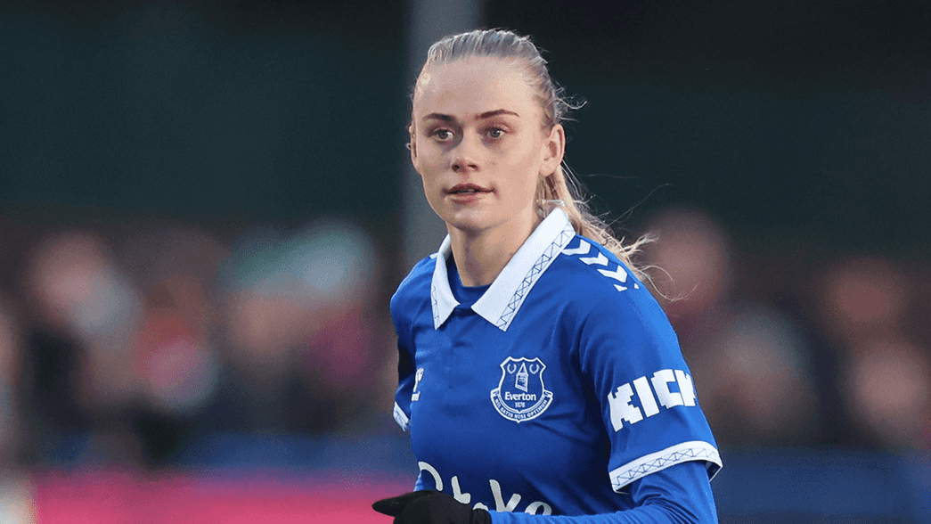 Kathrine Kuhl in action on loan for Everton