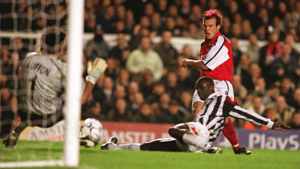 Freddie Ljungberg scores against Juventus in 2001