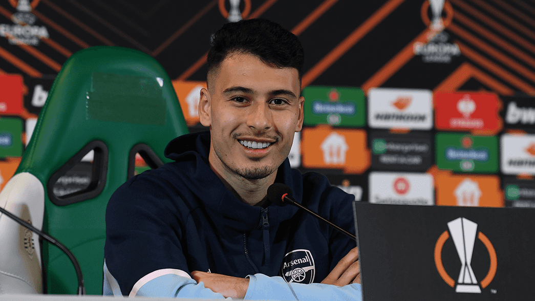 Gabriel Martinelli during a press conference