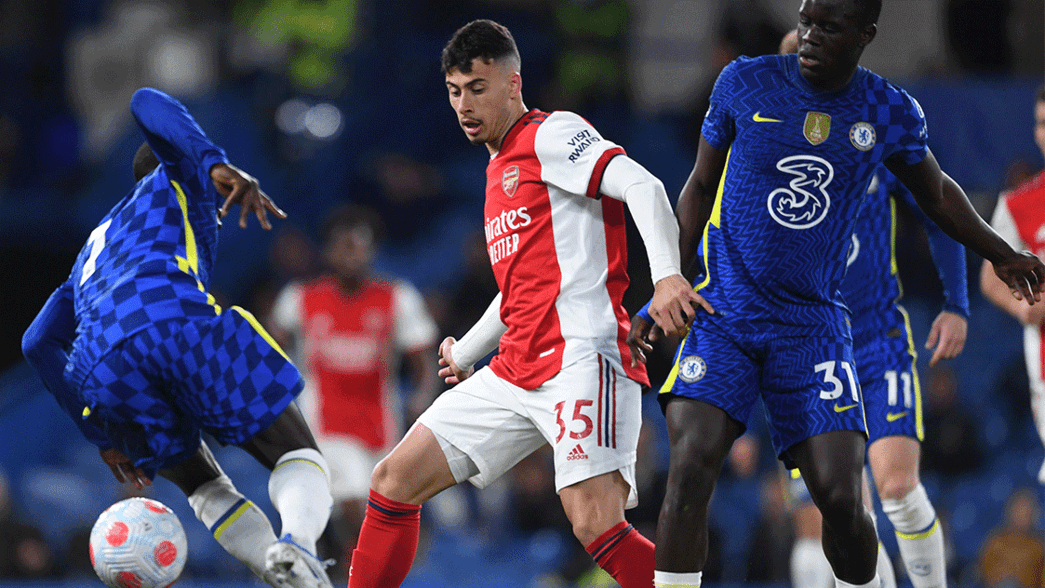 Gabriel Martinelli in action against Chelsea