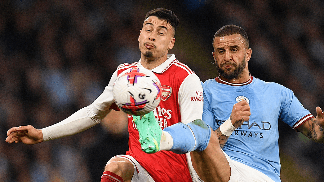 Gabriel Martinelli during the game against Manchester City