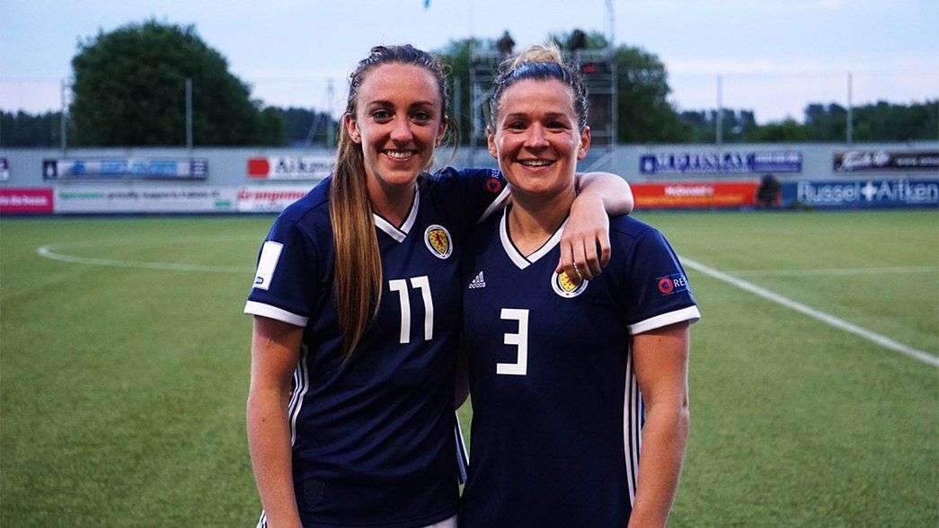 Lisa Evans and Emma Mitchell with Scotland