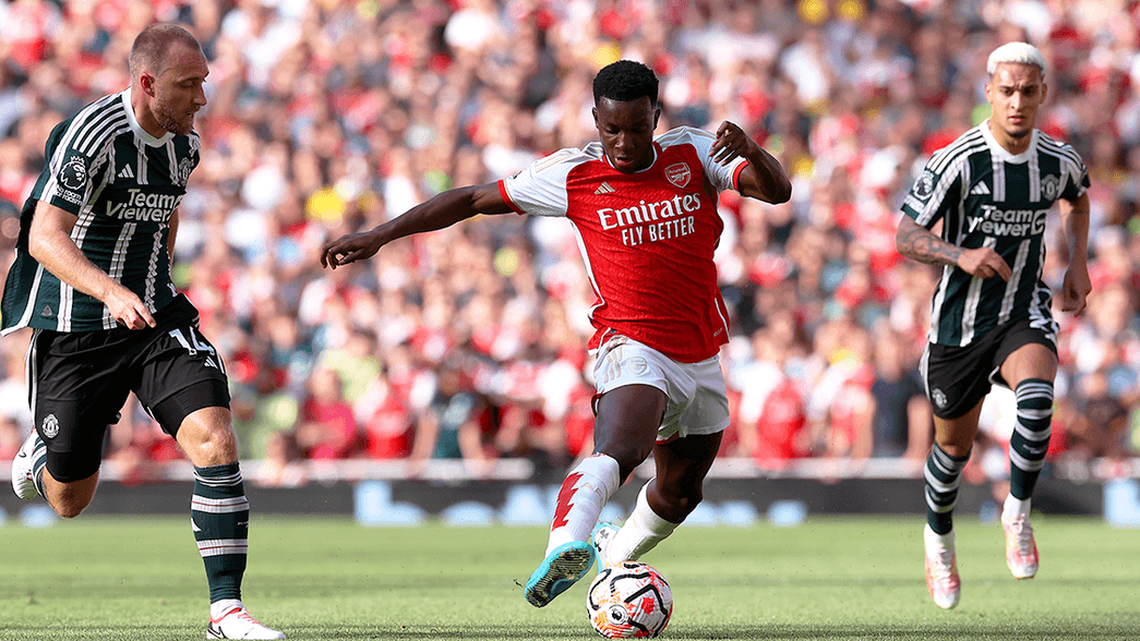 Eddie Nketiah in action against Manchester United