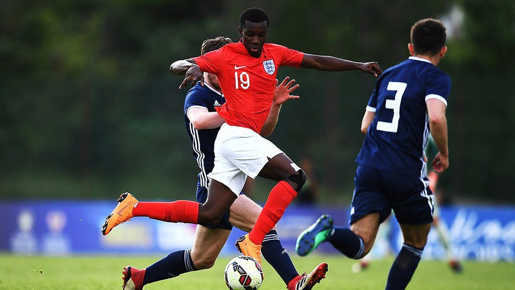 Eddie Nketiah in action for England