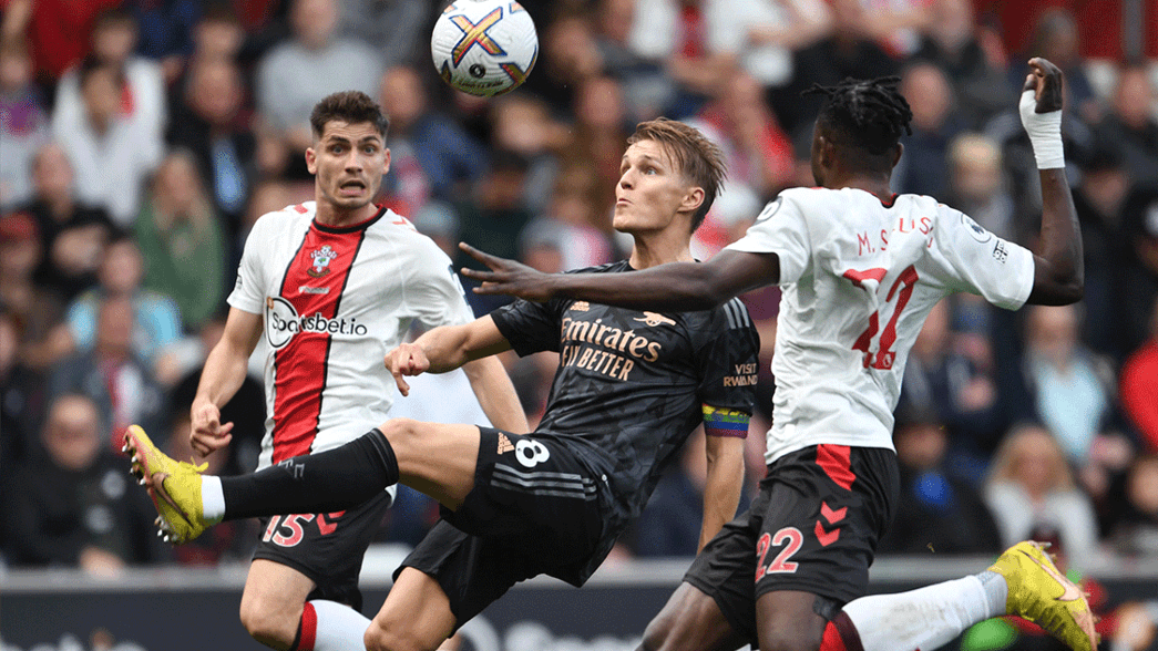 Martin Odegaard in action against Southampton