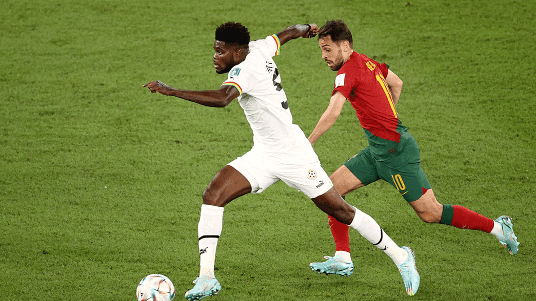 Thomas Partey in action for Ghana against Portugal