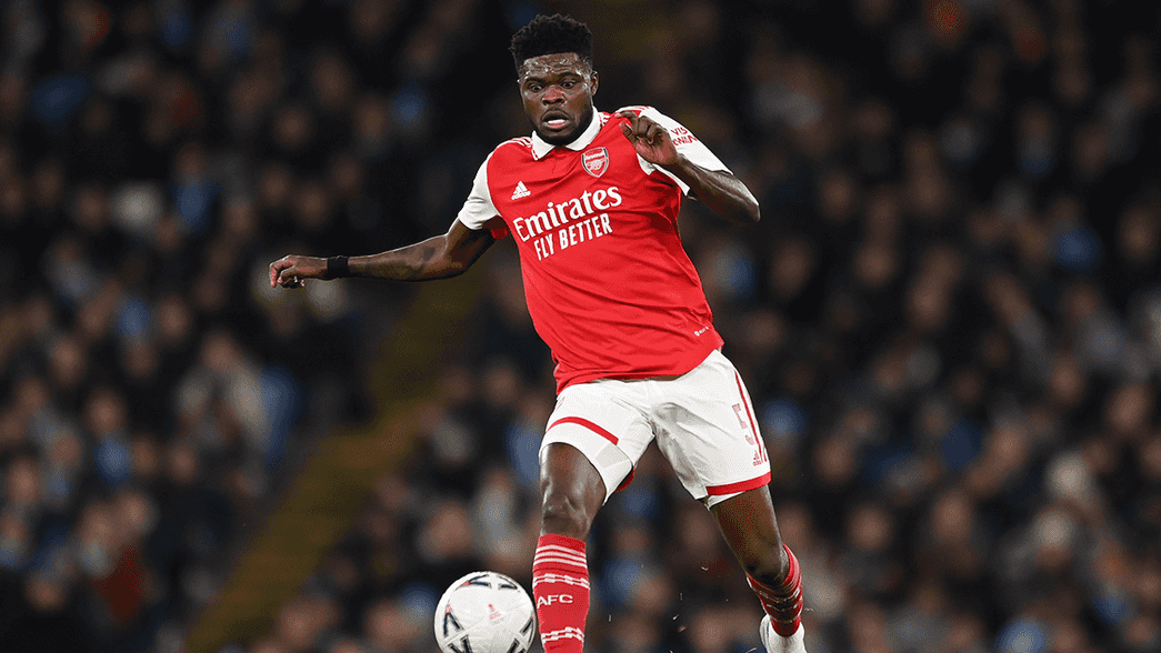 Thomas Partey in action against Manchester City