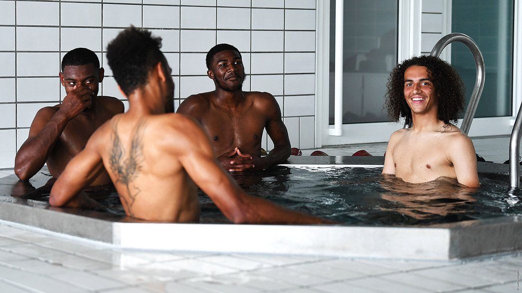 The boys recover in the pool at Colney