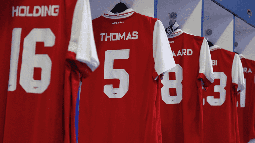 Arsenal shirts in the dressing room