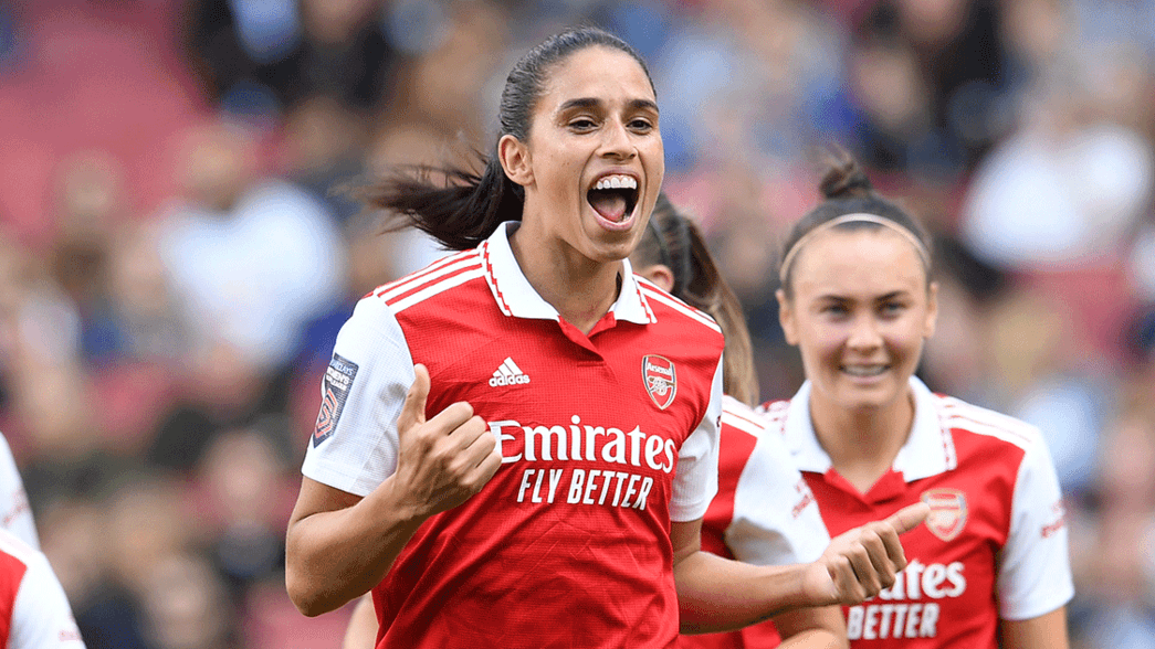 Rafaelle Souza celebrates scoring against Tottenham