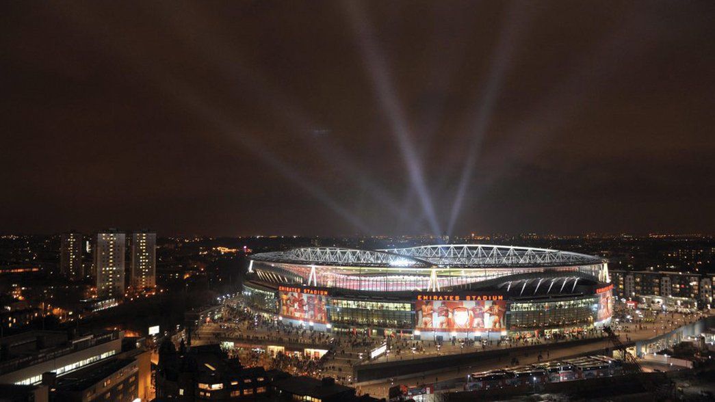 Emirates Stadium with spotlights 
