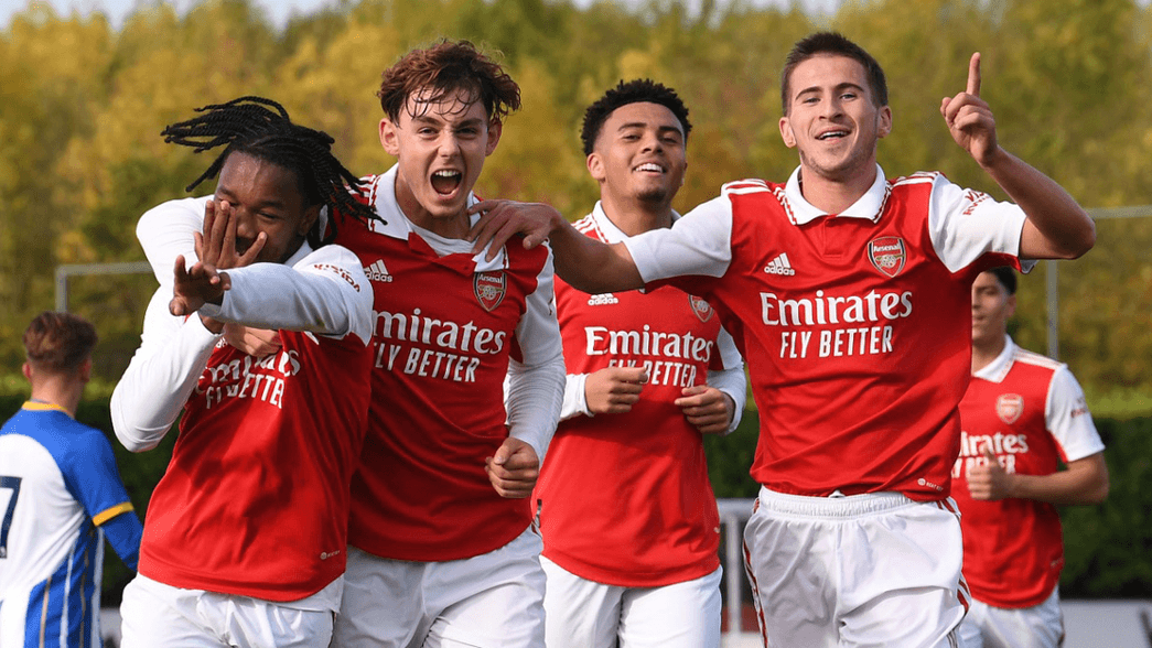 Arsenal U18 celebrate against Brighton & Hove Albion