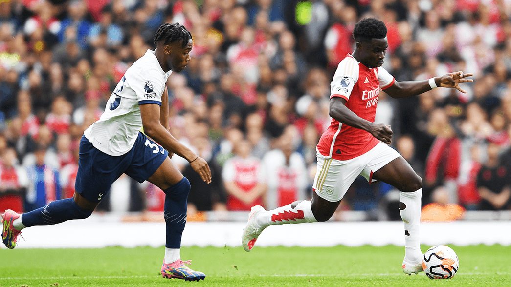 Bukayo Saka in action against Tottenham