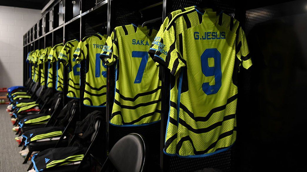New away shirts hang in changing room