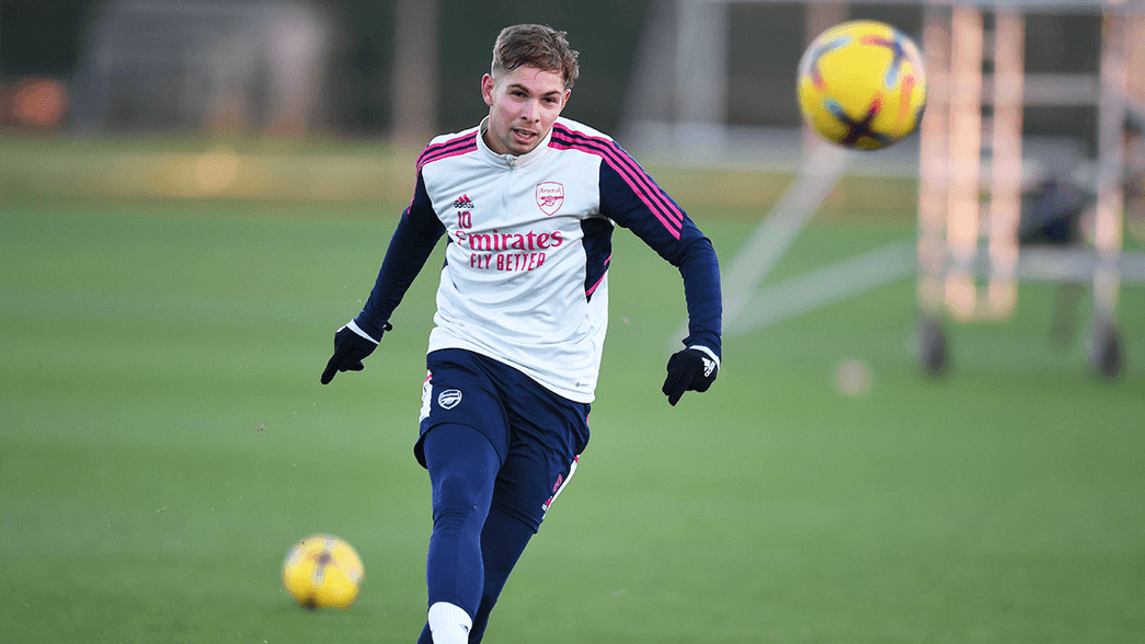 Emile Smith Rowe during a training session