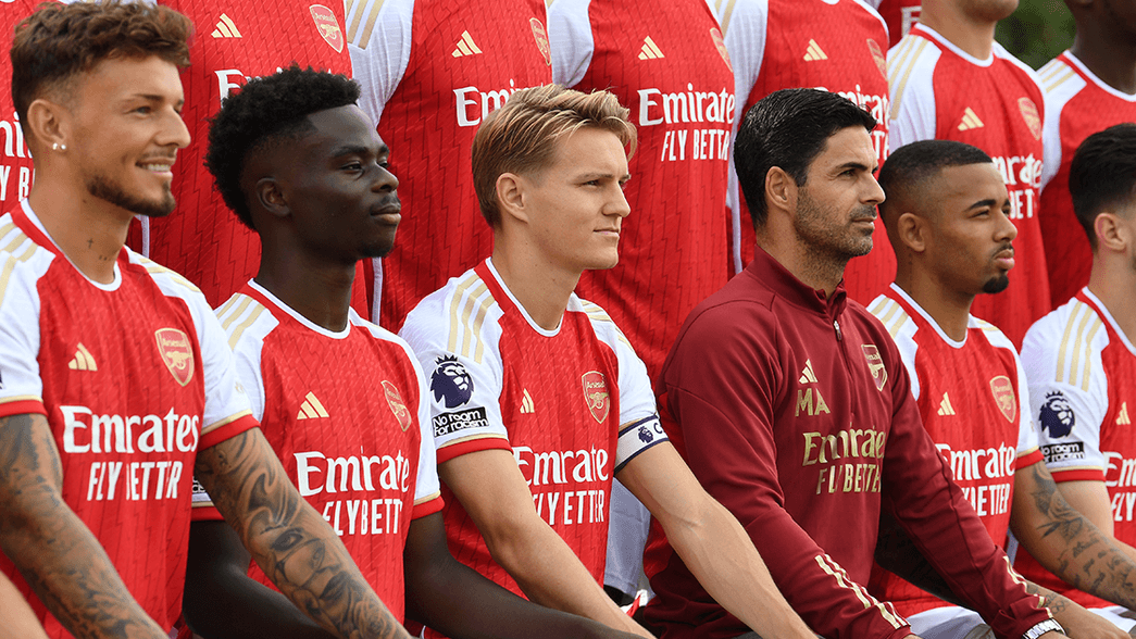 The Arsenal squad line up for their official team photo
