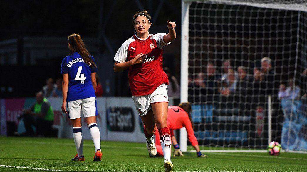Jodie Taylor celebrates against Everton