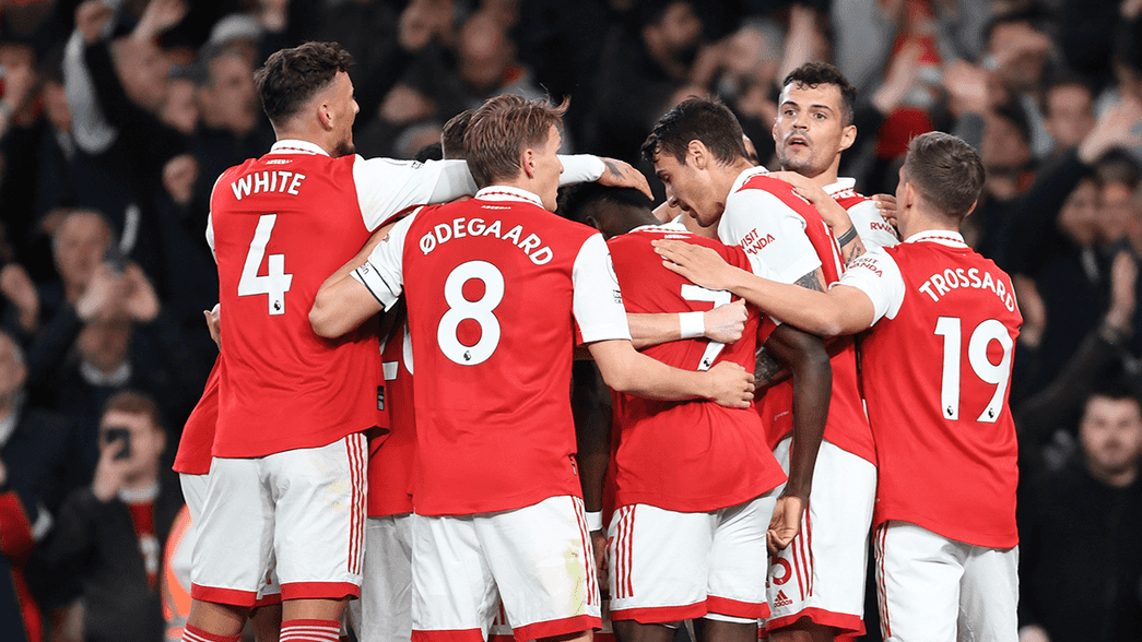 Arsenal celebrate against Chelsea