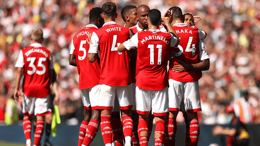 Arsenal celebrate against Leicester