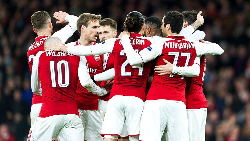 Arsenal celebrate against CSKA