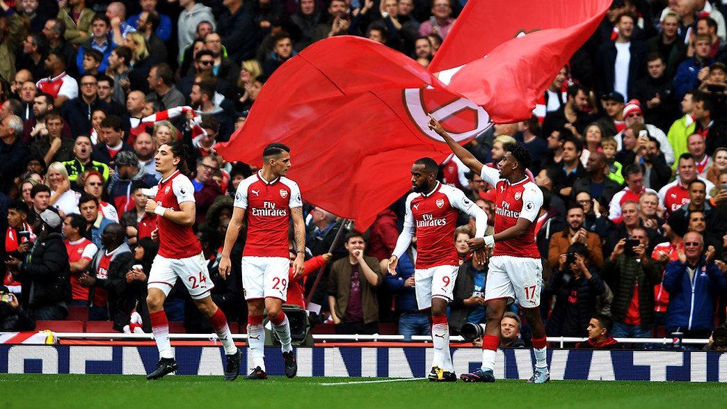 Arsenal celebrate against Brighton