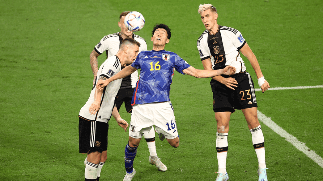 Takehiro Tomiyasu in action action against Germany