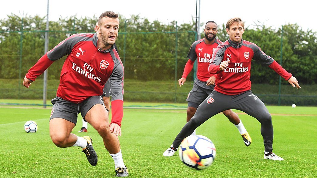 Arsenal train ahead of the Bournemouth game