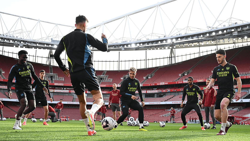 Arsenal training at Emirates Stadium