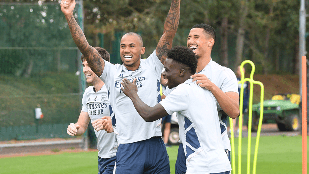 Gabriel celebrates in training
