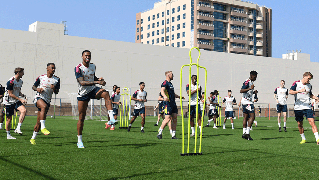 The Arsenal squad train in Dubai
