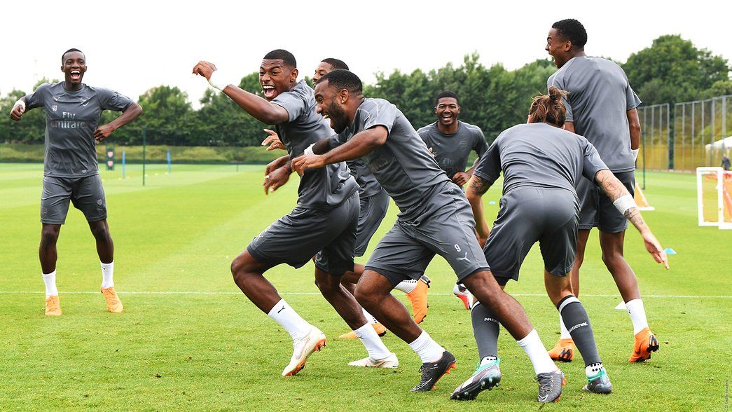 The boys celebrate in training 