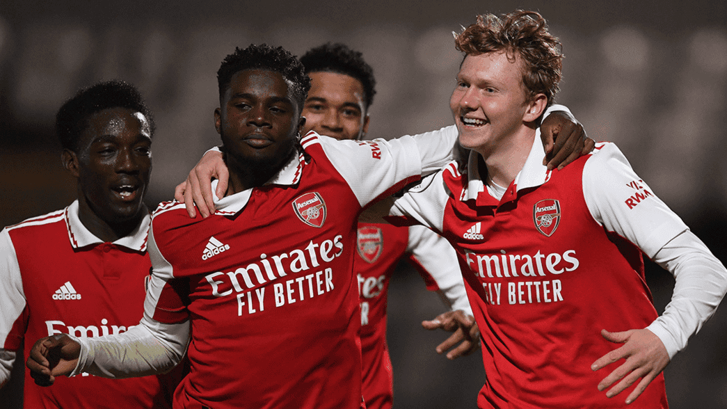 Arsenal under-21s celebrate scoring against Monaco