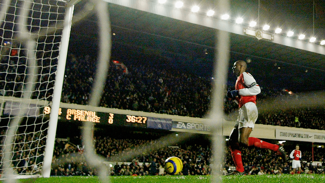 Patrick Vieira scores against Crystal Palace in 2005