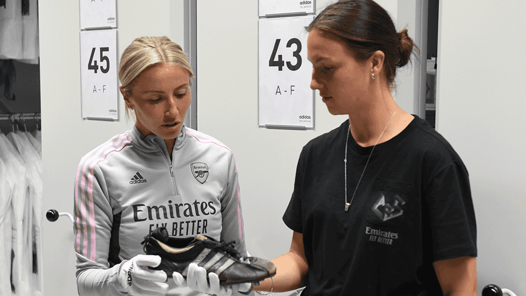 Leah Williamson and Lotte Wubben-Moy at adidas HQ
